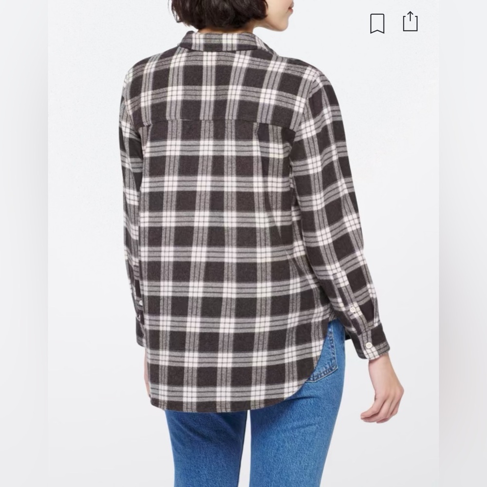 NWT | Madewell | Oversized Ex-Boyfriend Swing Shirt | Gray & Off-White | Large - Picture 10 of 12